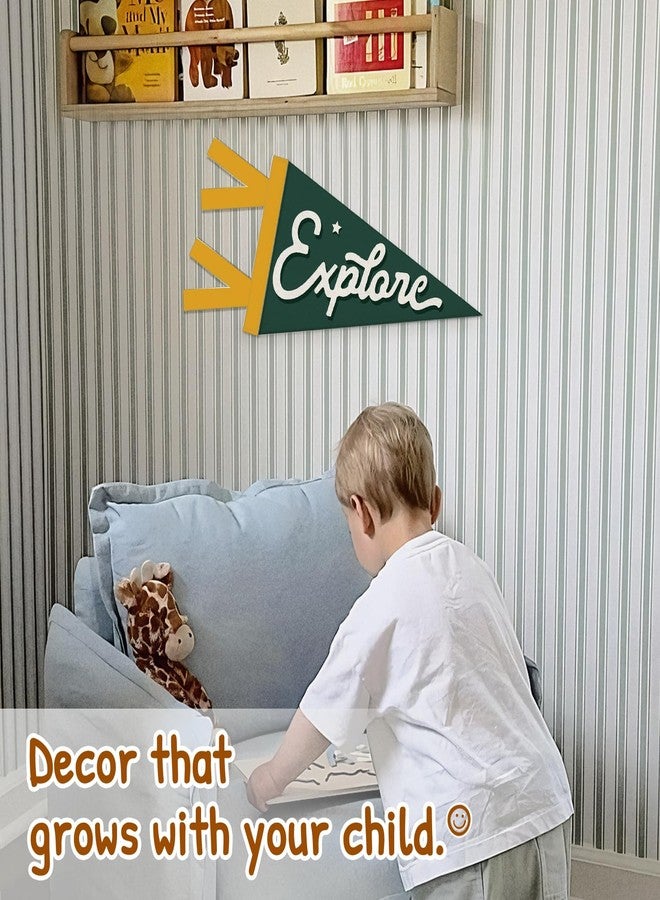 SJDFCSA Boys Room Decor, Adventure Nursery Wall Hanging Pennant Flag Banner, Retro Green Explore Wall Decorations for Kids Boys Toddler Nursery Room Bedroom Playroom Decor - Image 3